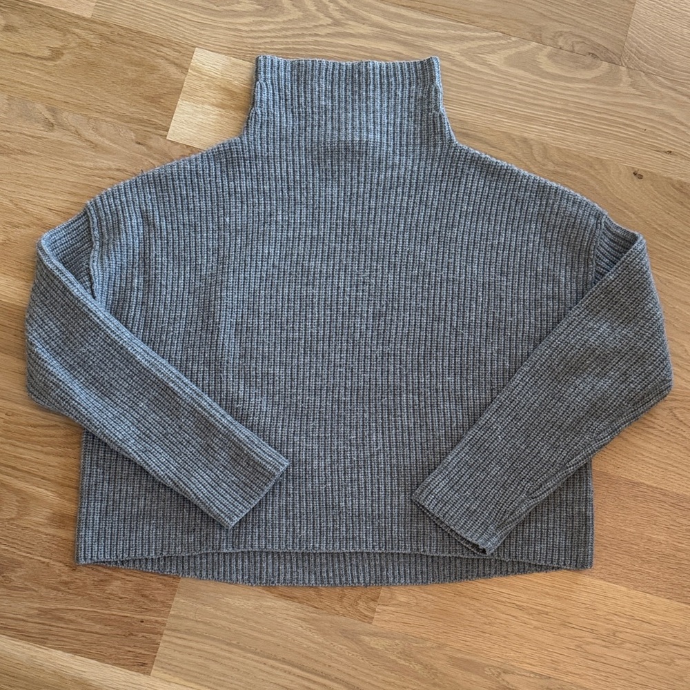 A.L.C. Charcoal Ribbed Stand Collar Sweater